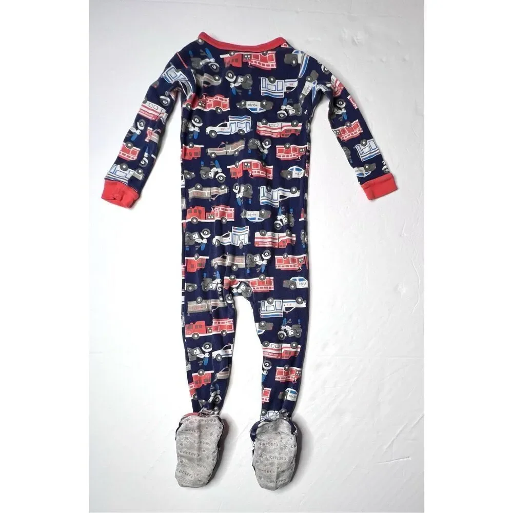 Carter's (2) Footies Sleepers Police‎ Fire EMS Flamingo Striped Zippy 24 months